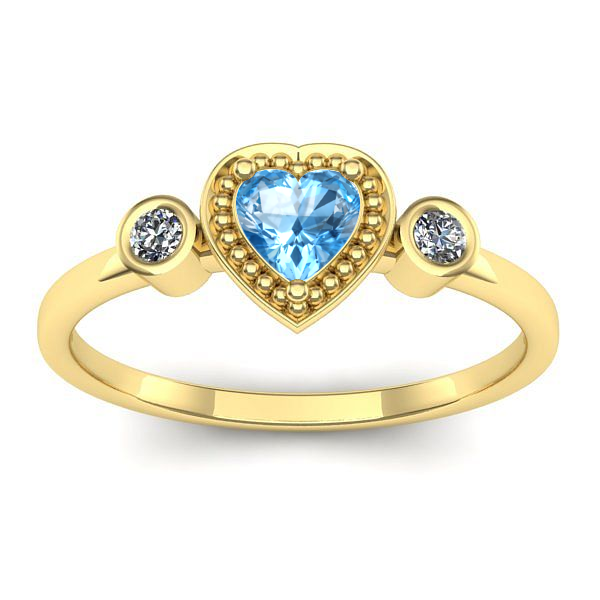 Inel de logodna cu topaz blue inima
