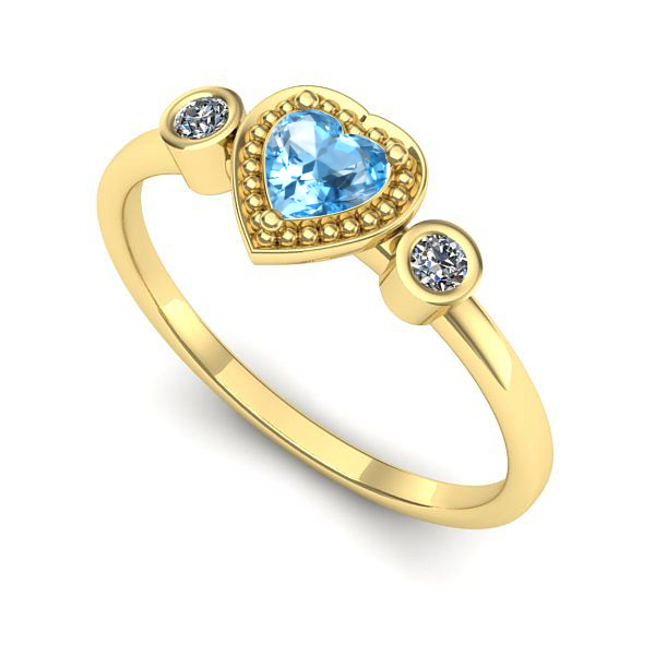 Inel logodna din aur galben cu topaz blue