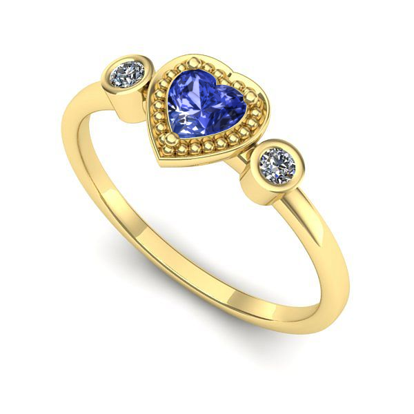 Inel de logodna din aur galben cu tanzanit