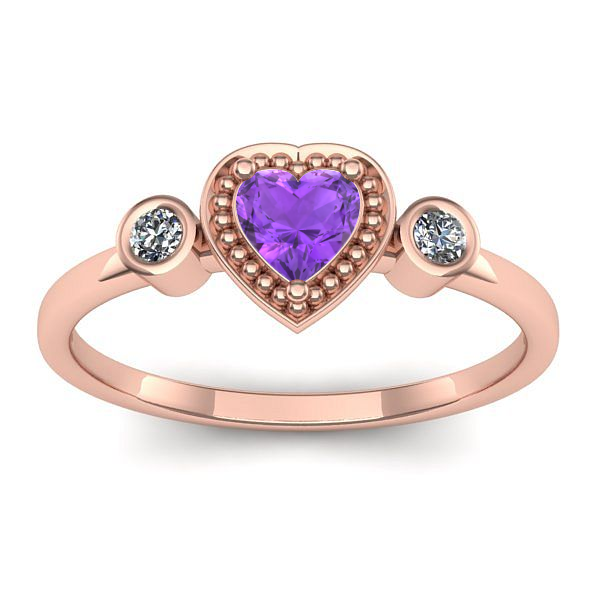 Inel logodna cu ametist inima