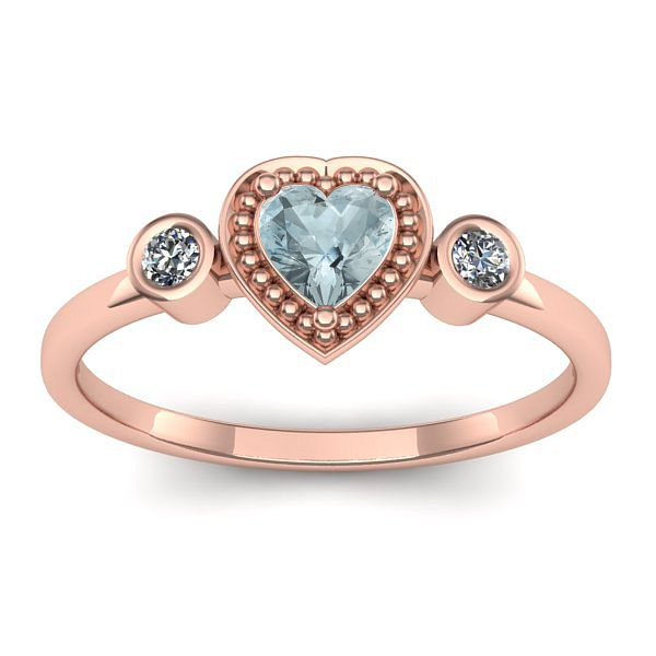 Inel de logodna cu aquamarin inima