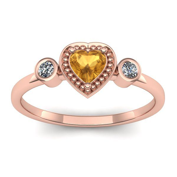 Inel cu citrin inima