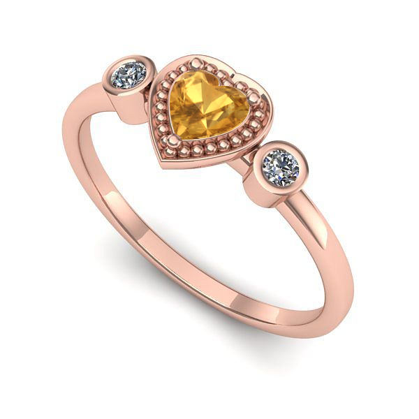 Inel de logodna din aur roz cu citrin