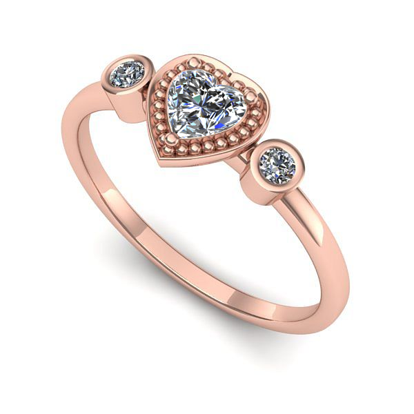 Inel din aur roz cu diamant