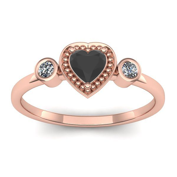 Inel cu diamant negru inima