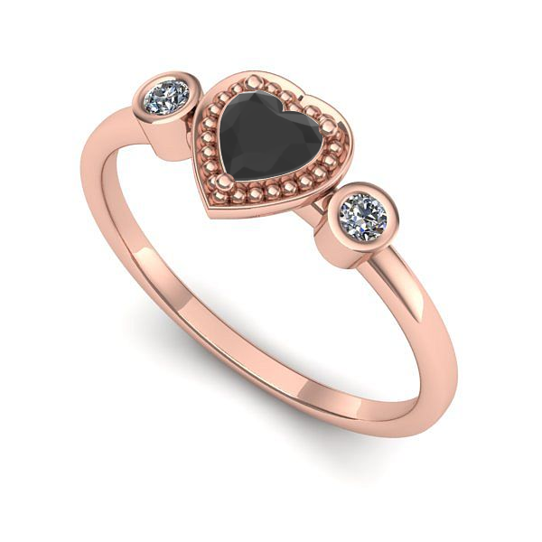 Inel de logodna din aur roz cu diamant negru