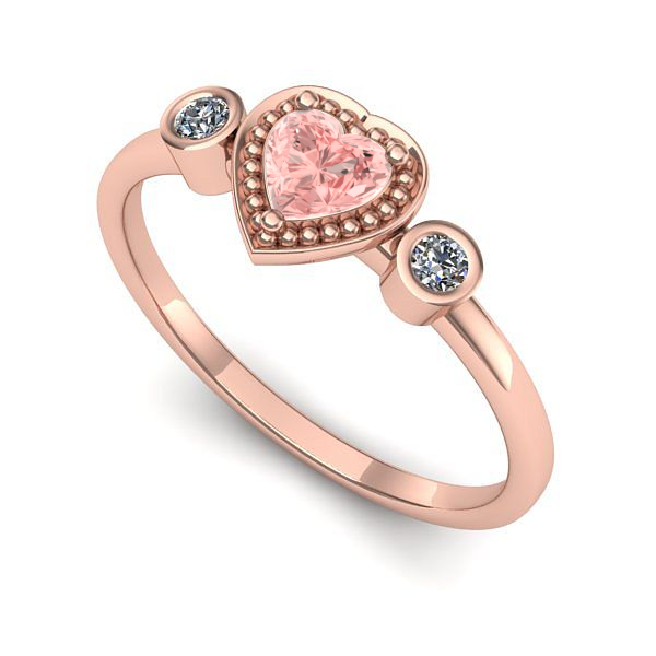 Inel logodna din aur roz cu diamant de laborator roz