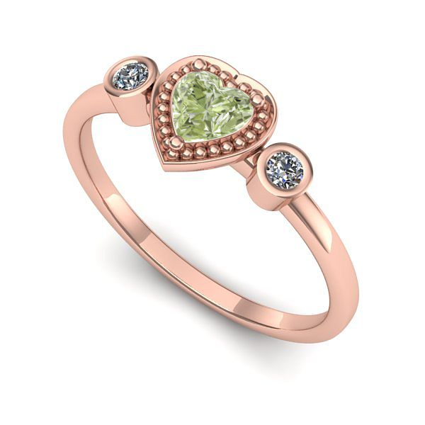 Inel logodna din aur roz cu diamant de laborator verde