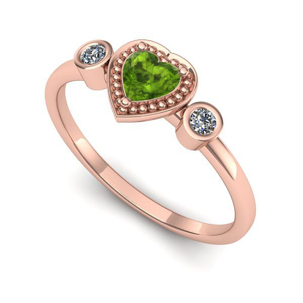 Inel logodna din aur roz cu peridot