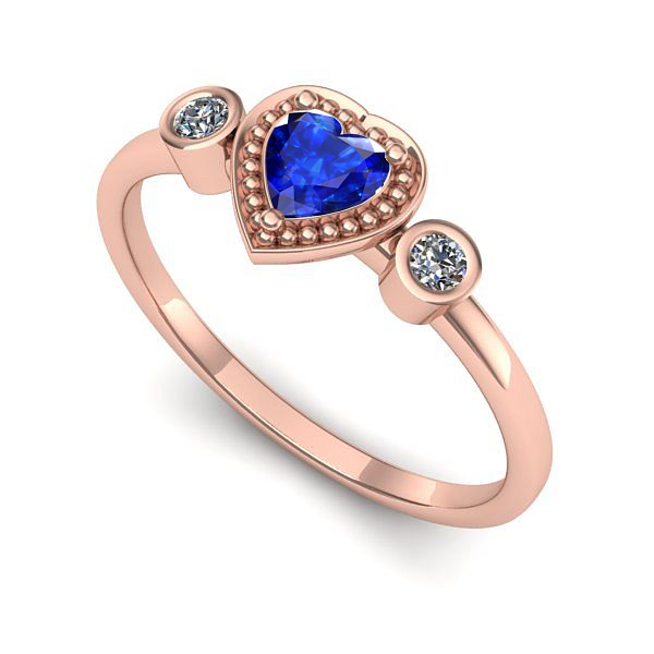 Inel din aur roz cu safir