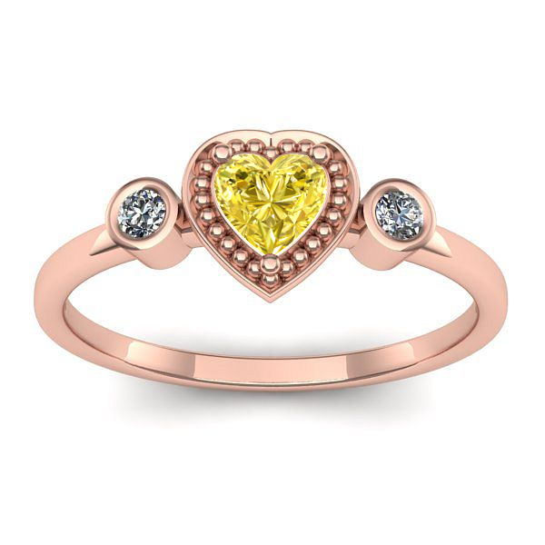 Inel logodna cu safir galben inima