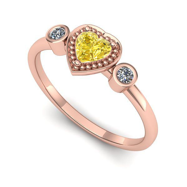 Inel din aur roz cu safir galben