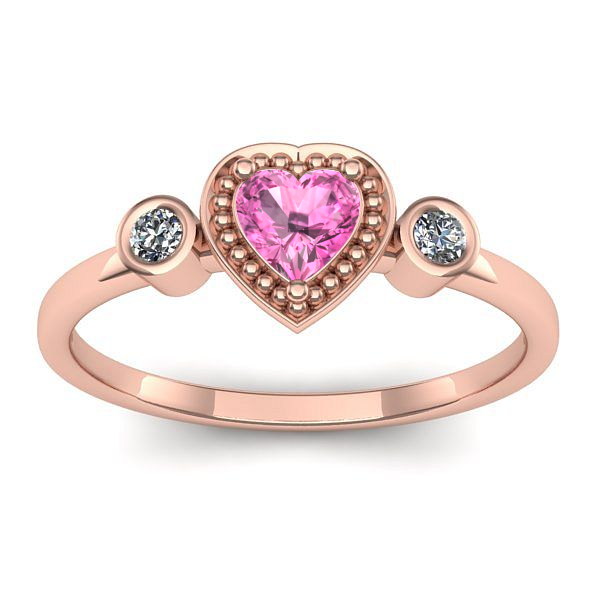 Inel de logodna cu safir roz inima