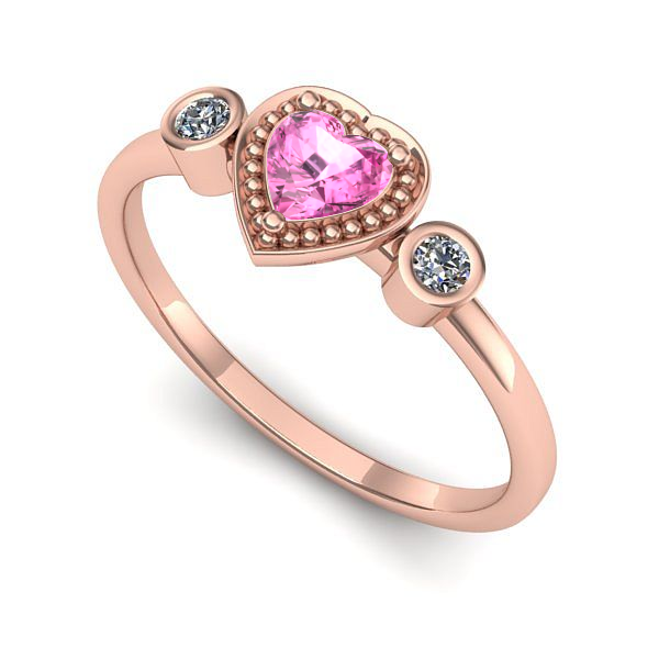 Inel din aur roz cu safir roz