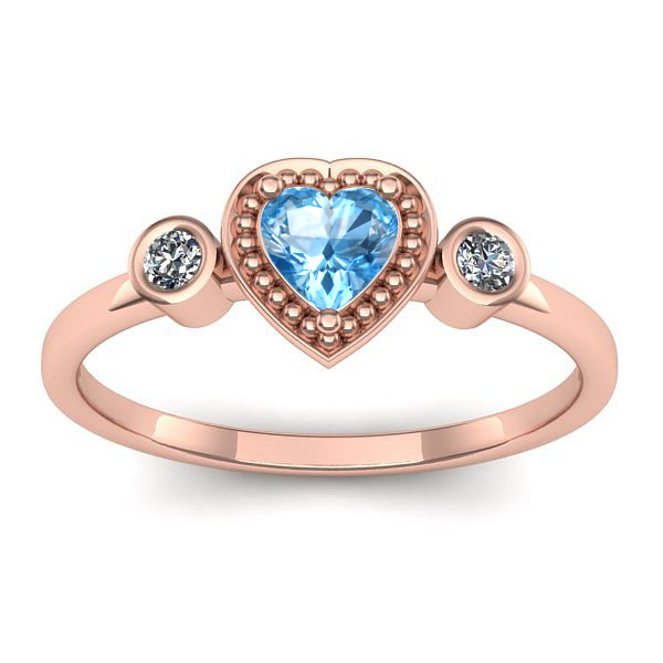 Inel logodna cu topaz blue inima