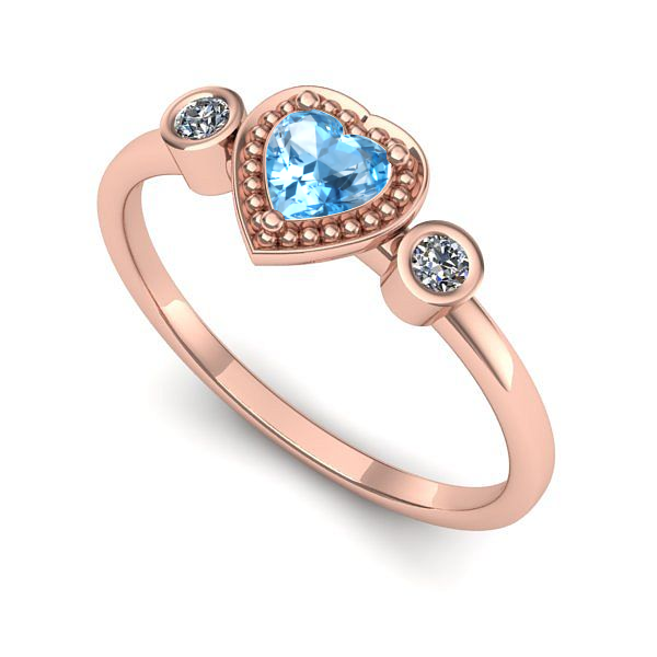 Inel logodna din aur roz cu topaz blue