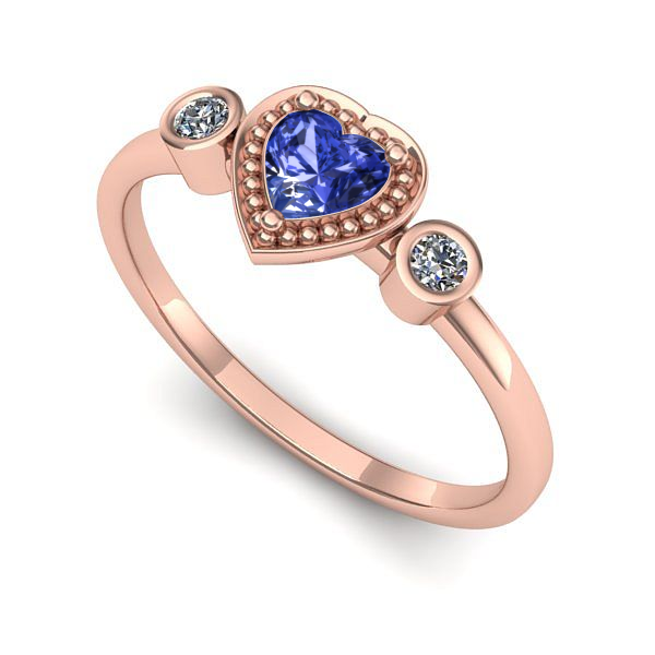 Inel din aur roz cu tanzanit