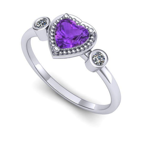 Inel logodna din aur alb cu ametist