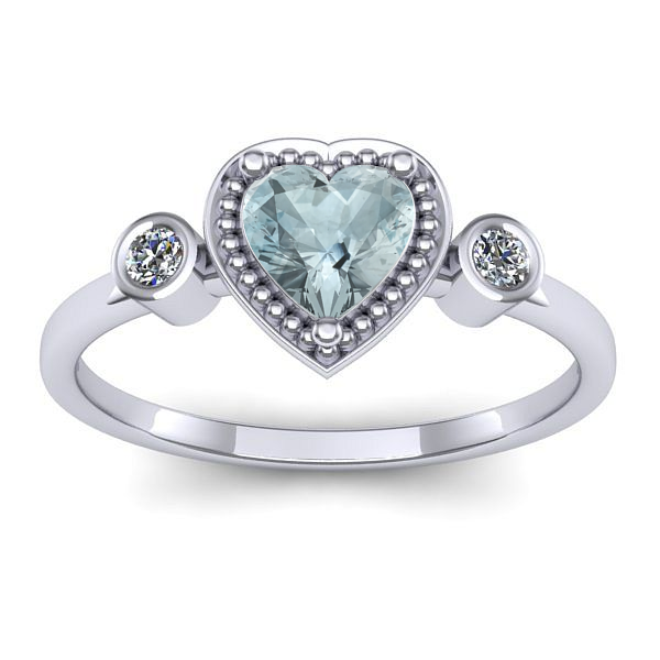 Inel cu aquamarin inima