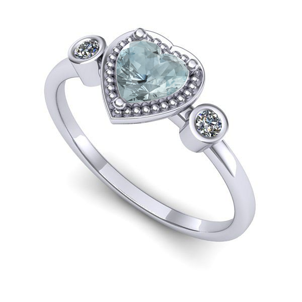 Inel de logodna din aur alb cu aquamarin