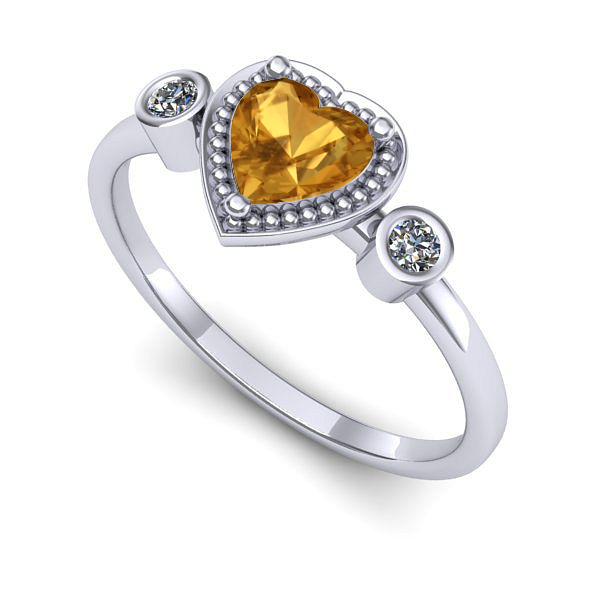 Inel de logodna din aur alb cu citrin