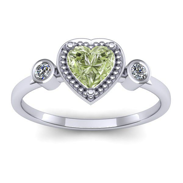 Inel logodna cu diamant de laborator verde inima