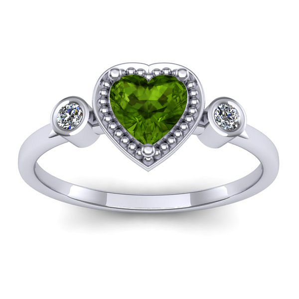 Inel logodna cu peridot inima