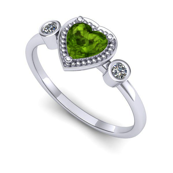 Inel logodna din aur alb cu peridot