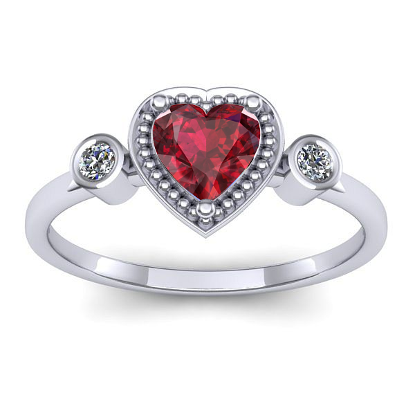 Inel cu rubin inima