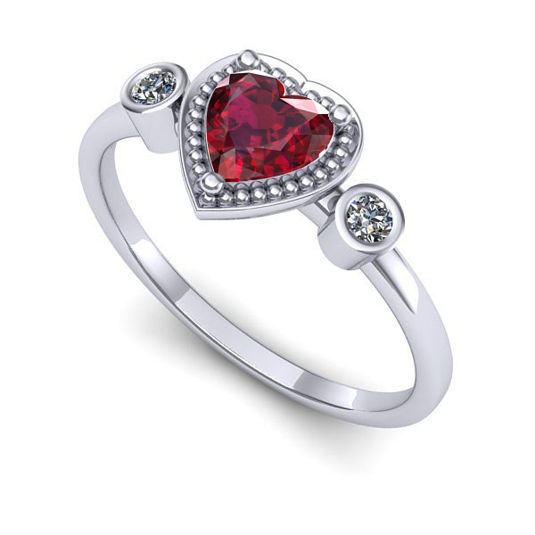 Inel logodna din aur alb cu rubin