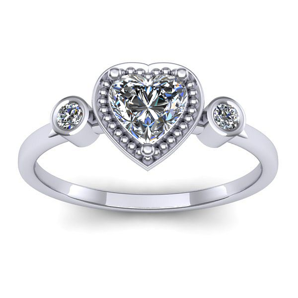 Inel cu diamant de laborator inima