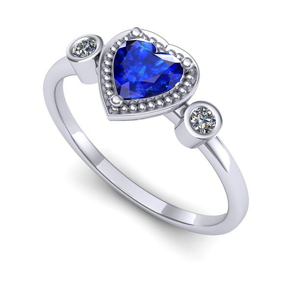 Inel logodna din aur alb cu safir