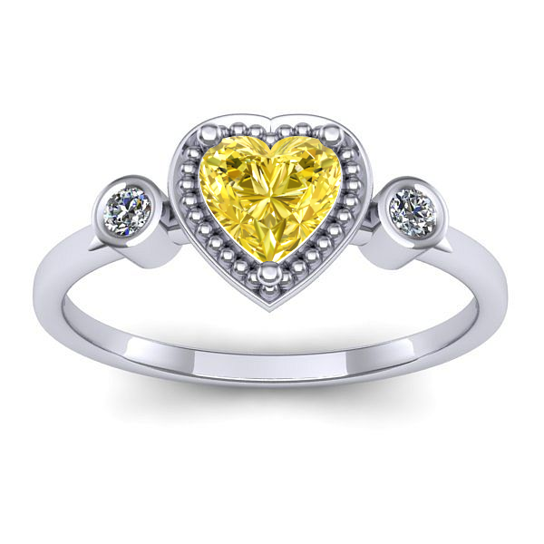 Inel de logodna cu safir galben inima