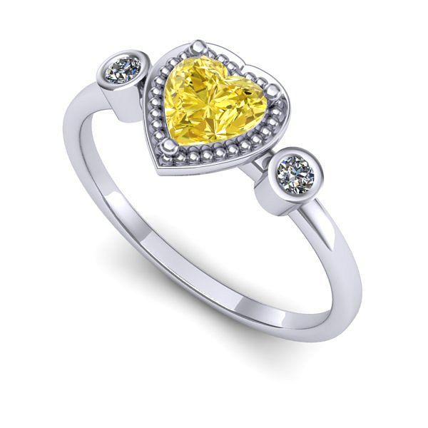 Inel logodna din aur alb cu safir galben