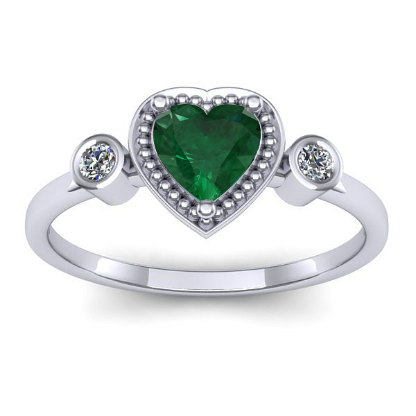 Inel de logodna cu smarald inima
