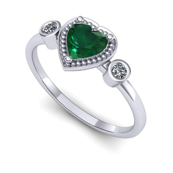 Inel din aur alb cu smarald