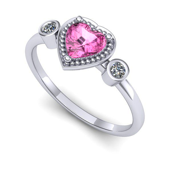 Inel de logodna din aur alb cu safir roz
