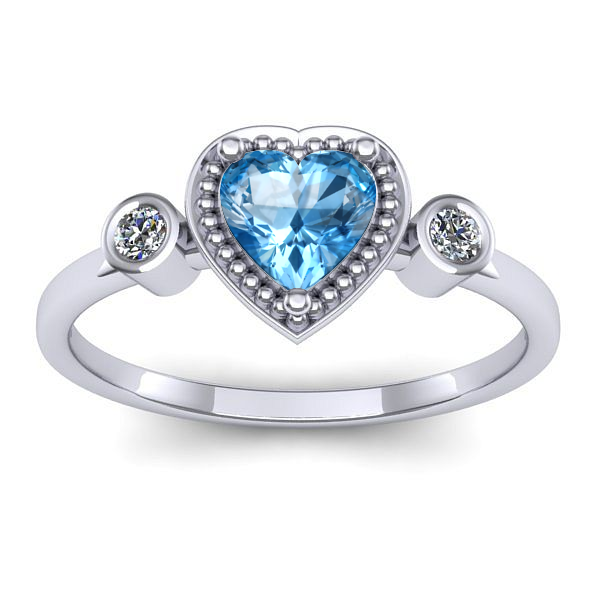 Inel cu topaz blue inima