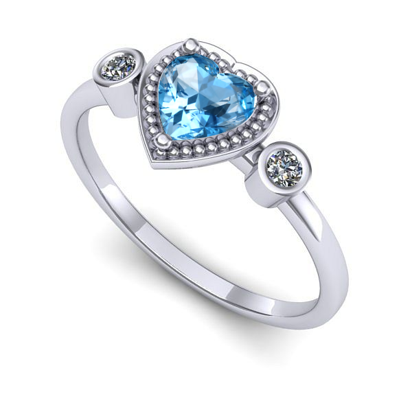 Inel de logodna din aur alb cu topaz blue