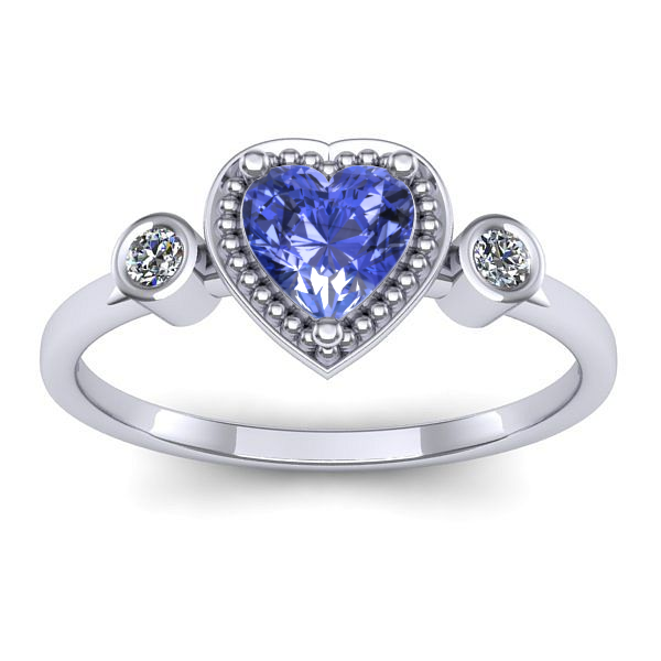 Inel de logodna cu tanzanit inima