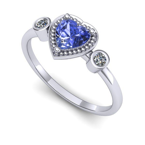 Inel logodna din aur alb cu tanzanit