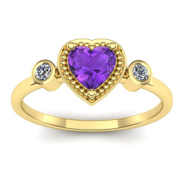 Inel de logodna cu ametist inima