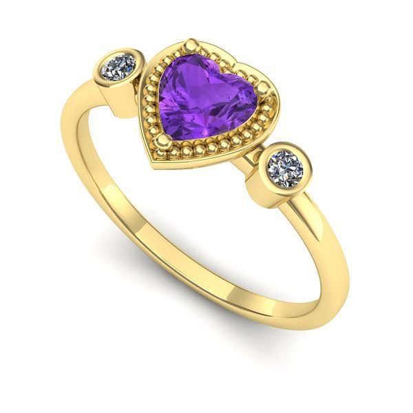 Inel de logodna din aur galben cu ametist