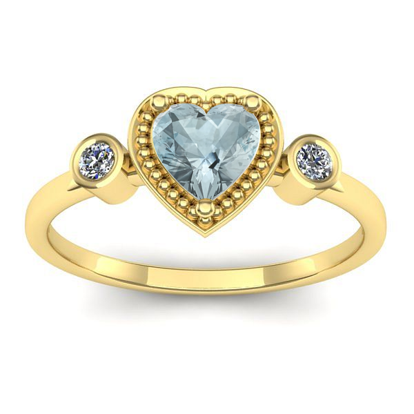 Inel de logodna cu aquamarin inima