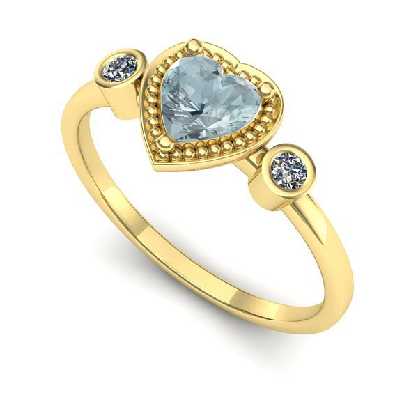 Inel logodna din aur galben cu aquamarin