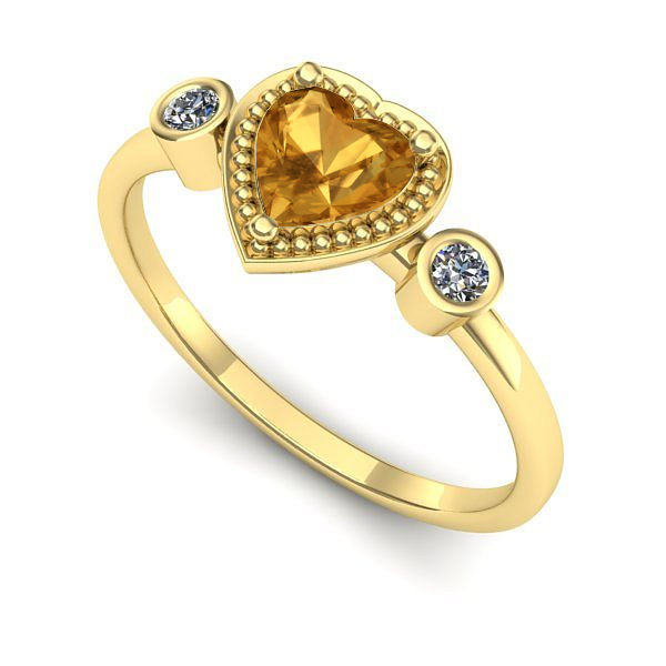 Inel logodna din aur galben cu citrin