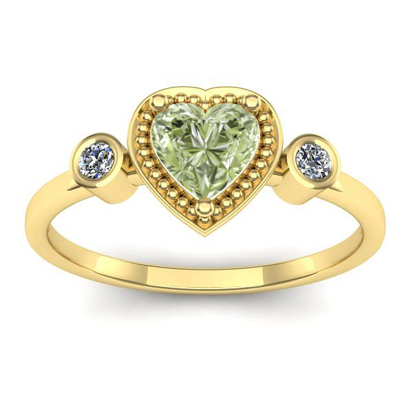 Inel cu diamant de laborator verde inima
