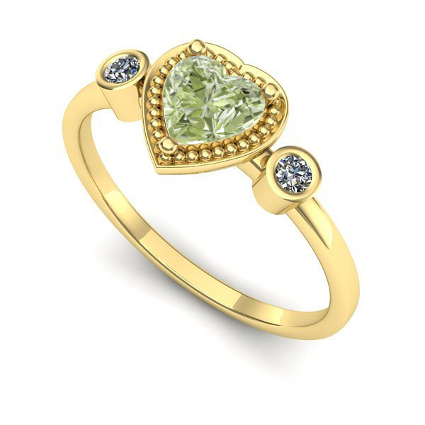 Inel din aur galben cu diamant de laborator verde