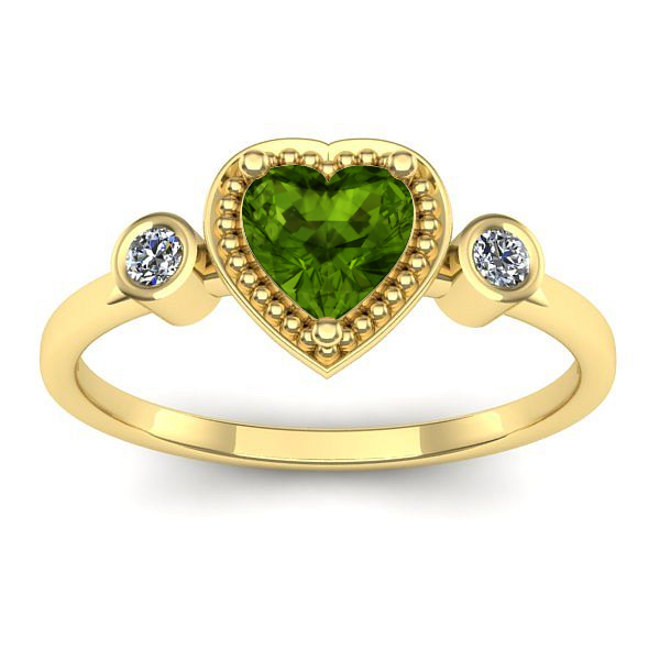Inel de logodna cu peridot inima