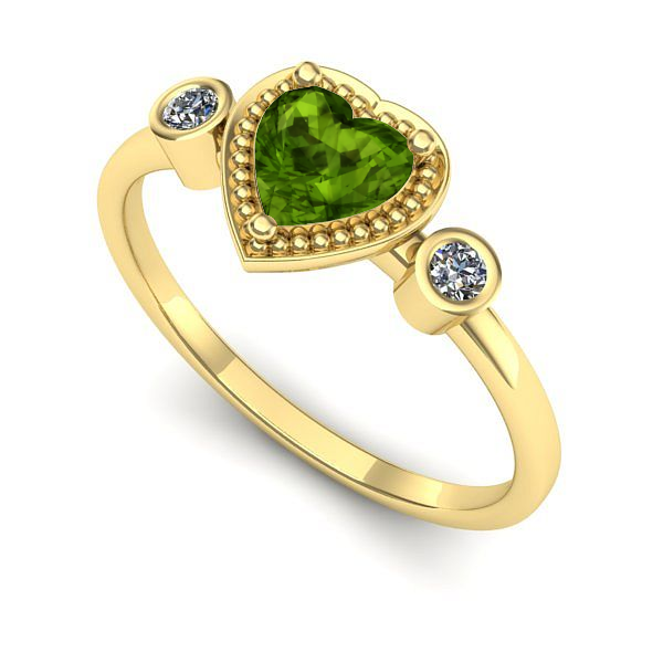 Inel logodna din aur galben cu peridot